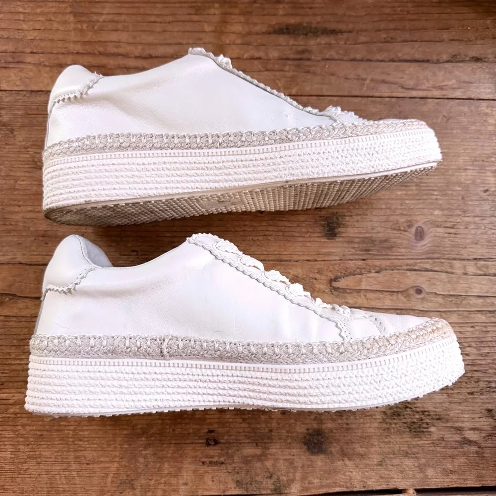 Dolce Vita Platform Sneakers Women 7.5 White Leather Crochet Trim
